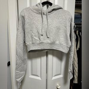 TNA Heather Grey Cropped Hoodie